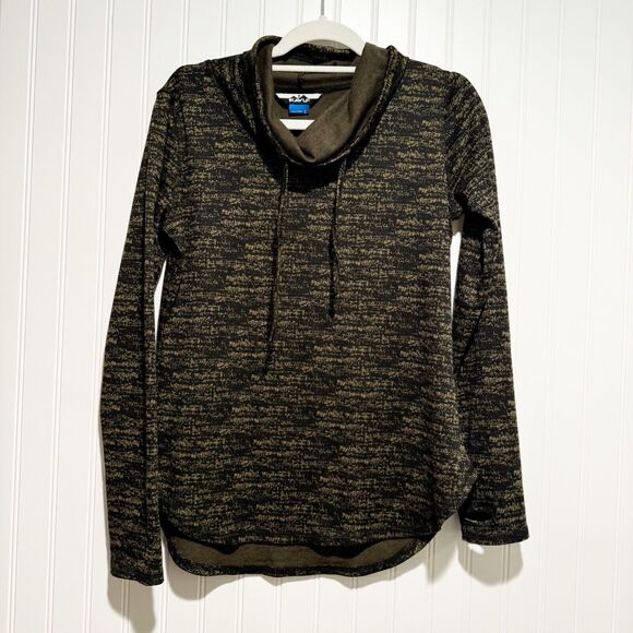 Kavu Tops - Kavu Skylar Shirt Cowl Neck Black Green Size Small